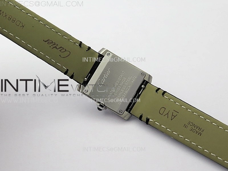 Tank Francaise Ladies 21.2mm Diamond Bezel SS 8848F 1:1 Best Edition Silver Dial on Black Leather Strap Ronda Quartz V2